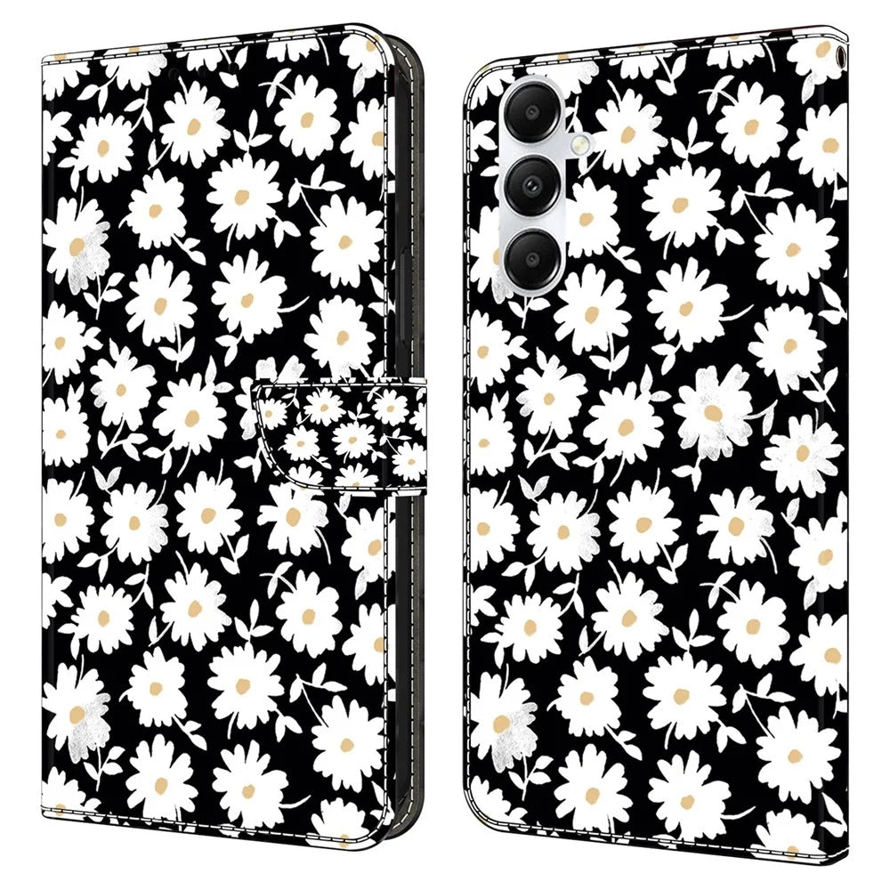 For Samsung Galaxy A05s 4G Case Wallet PU Leather 3D Pattern Flip Phone Cover - Floral - 1