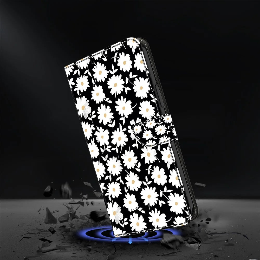 For Samsung Galaxy A05s 4G Case Wallet PU Leather 3D Pattern Flip Phone Cover - Floral - 4