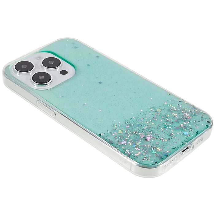 For iPhone 15 Pro Max TPU Case Starry Sky Sparkle Epoxy Protective Phone Back Cover - Green - 2