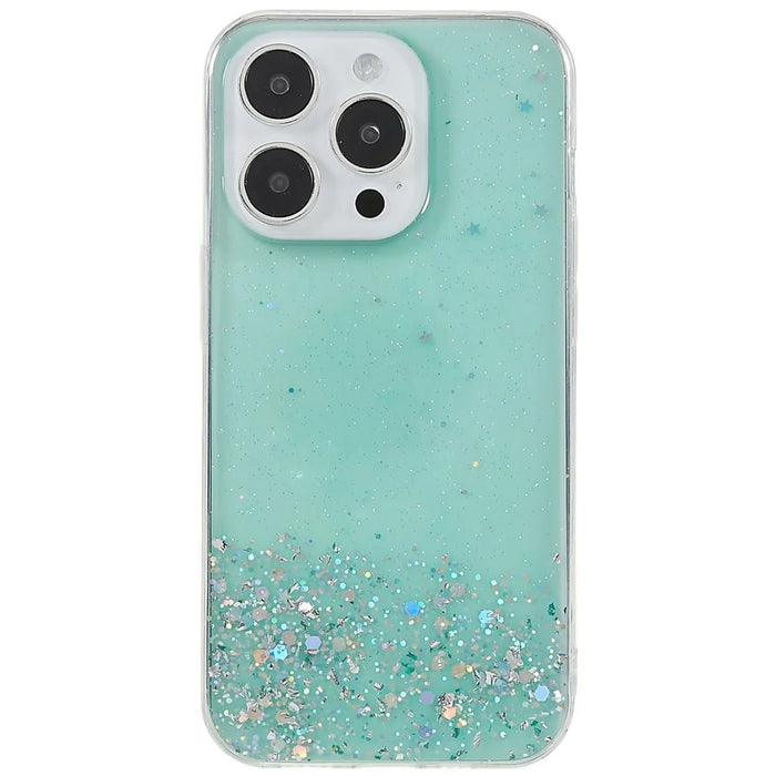 For iPhone 15 Pro Max TPU Case Starry Sky Sparkle Epoxy Protective Phone Back Cover - Green - 7