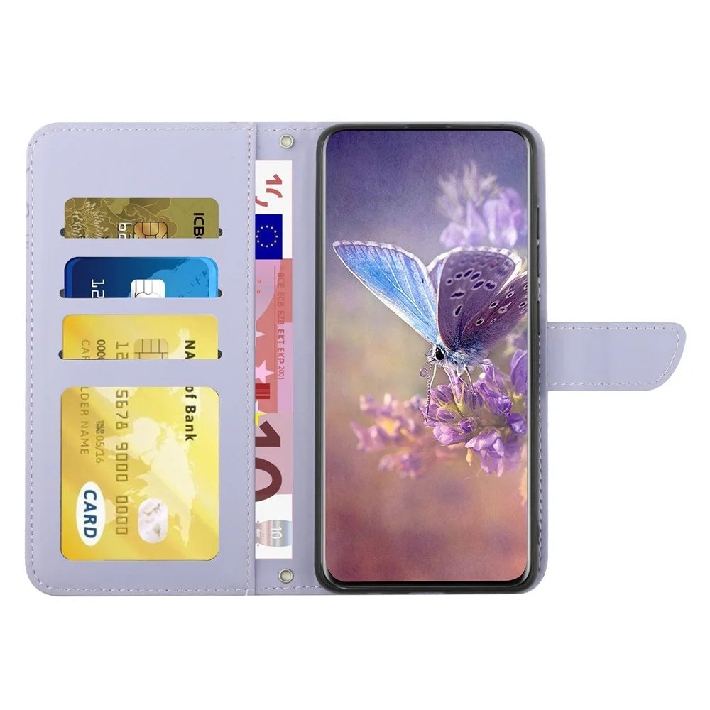 HT03 For Google Pixel 8a Case Imprinted PU Leather Mobile Phone Cover with Long Strap - Purple - 2