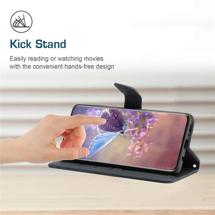 HT03 For Google Pixel 8a Cover Leather Stand Phone Wallet Case with Wrist Strap - Black - 3