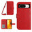 HT04 For Google Pixel 8a Case Imprinted Leather Smartphone Cover with Shoulder Strap - Red - 1