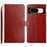 For Google Pixel 8a Case with Wrist Strap Y Shaped Lines Imprint Leather Phone Cover - Brown - 1