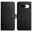HT02 For Google Pixel 8a Case Genuine Cow Leather Stand Wallet Phone Cover - Black - 1