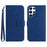 HT04 For Samsung Galaxy S24 Ultra Cover PU Leather Phone Case with Wrist Strap - Sapphire - 1
