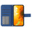 HT04 For Samsung Galaxy S24 Ultra Cover PU Leather Phone Case with Wrist Strap - Sapphire - 2