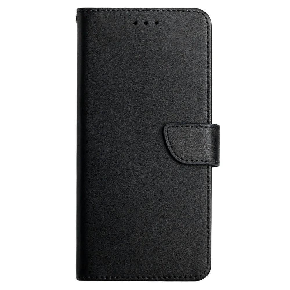HT02 For Samsung Galaxy S24 Ultra Case Folio Flip Genuine Cow Leather Phone Cover - Black - 7