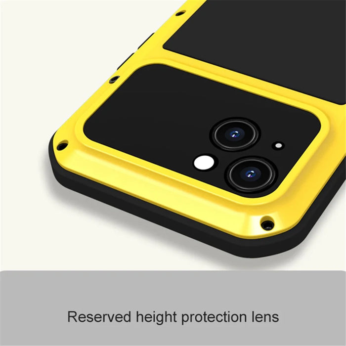 LOVE MEI For iPhone 15 Case with Tempered Glass Screen Protector Phone Cover - Yellow - 4