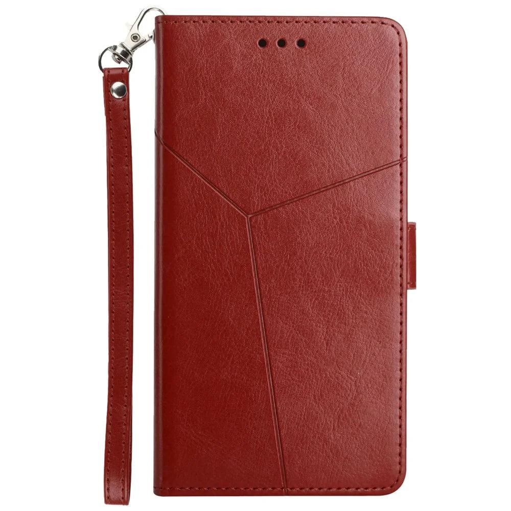 HT01 For Samsung Galaxy S24 Case Imprinted Flip Shell Leather Phone Cover - Brown - 7