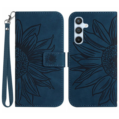 HT04 For Samsung Galaxy S24+ Cover Scratch Resistant PU Leather Phone Case - Dark Blue - 1