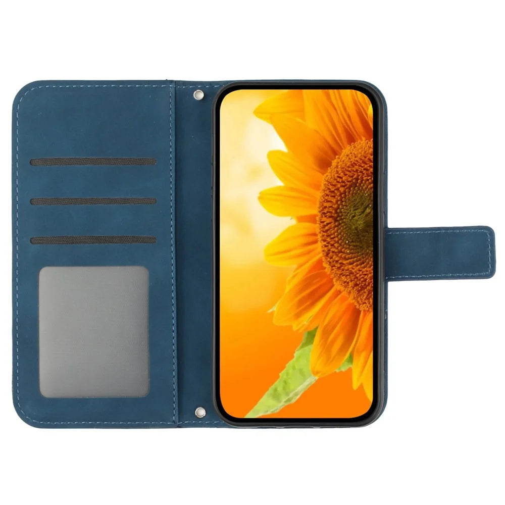HT04 For Samsung Galaxy S24+ Cover Scratch Resistant PU Leather Phone Case - Dark Blue - 2