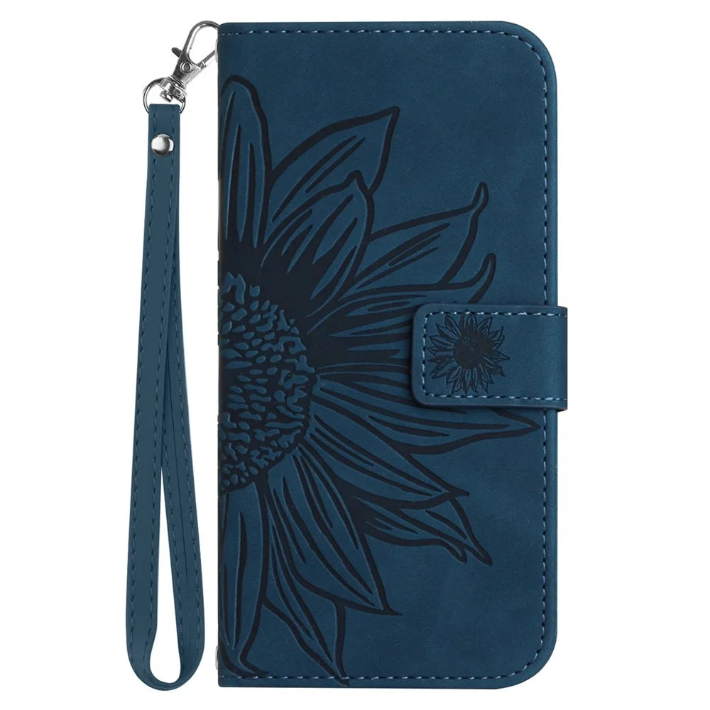 HT04 For Samsung Galaxy S24+ Cover Scratch Resistant PU Leather Phone Case - Dark Blue - 7