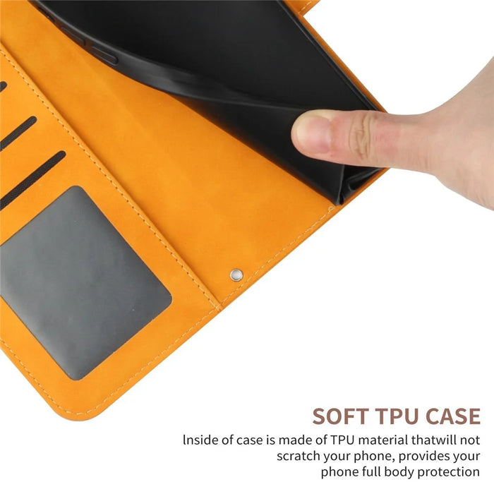 HT04 For Samsung Galaxy S24 Case Anti-fall Sunflower Imprint Leather Cover with Shoulder Strap - Yellow - 7