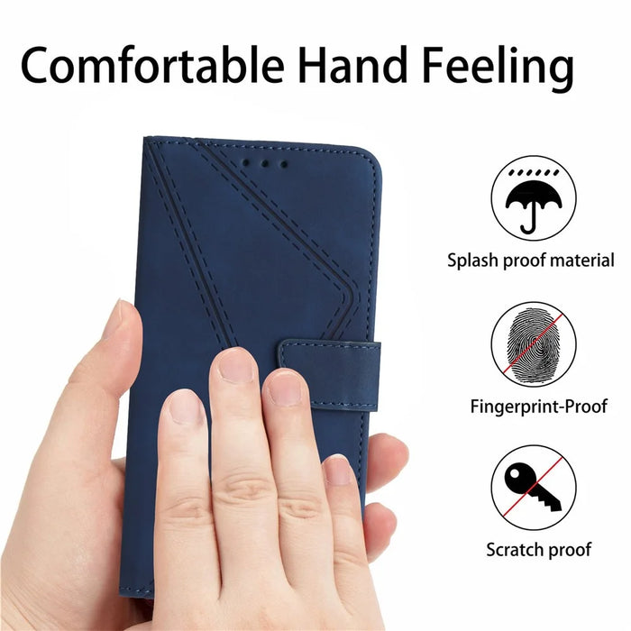 HT05 For Samsung Galaxy A15 4G Case Imprinted Phone Wallet Cover - Blue - 6