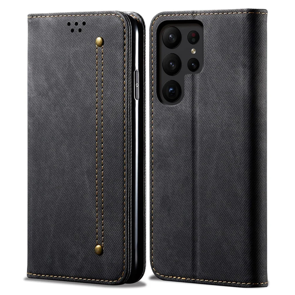 For Samsung Galaxy S24 Ultra Case Slim Phone Cover Wallet PU Leather Phone Shell - Black - 1