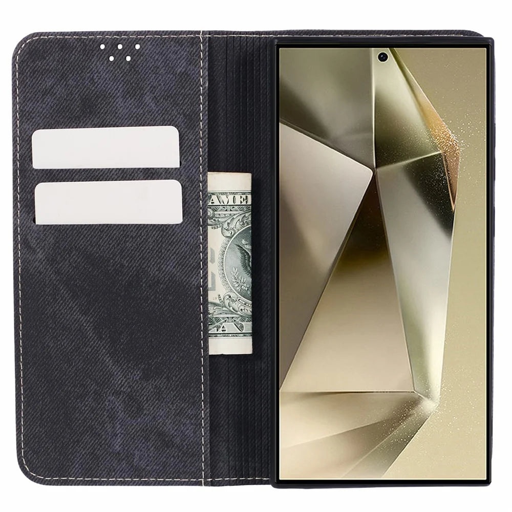 For Samsung Galaxy S24 Ultra Case Slim Phone Cover Wallet PU Leather Phone Shell - Black - 2