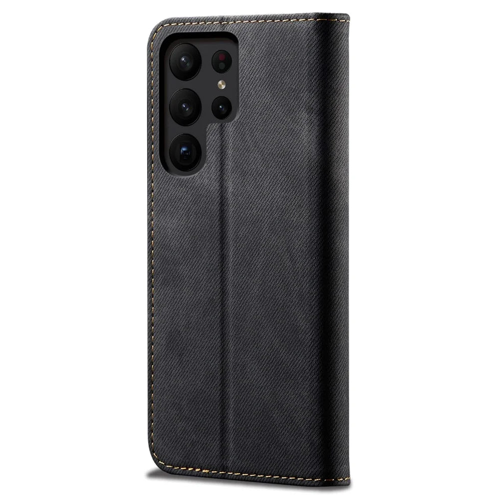 For Samsung Galaxy S24 Ultra Case Slim Phone Cover Wallet PU Leather Phone Shell - Black - 6