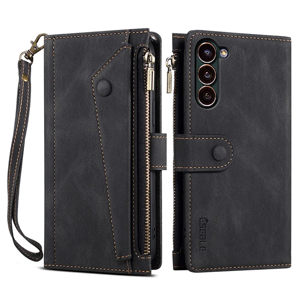 ESEBLE Star Series For Samsung Galaxy S24+ Case Zipper Pocket Wallet Leather Phone Cover - Black - 1