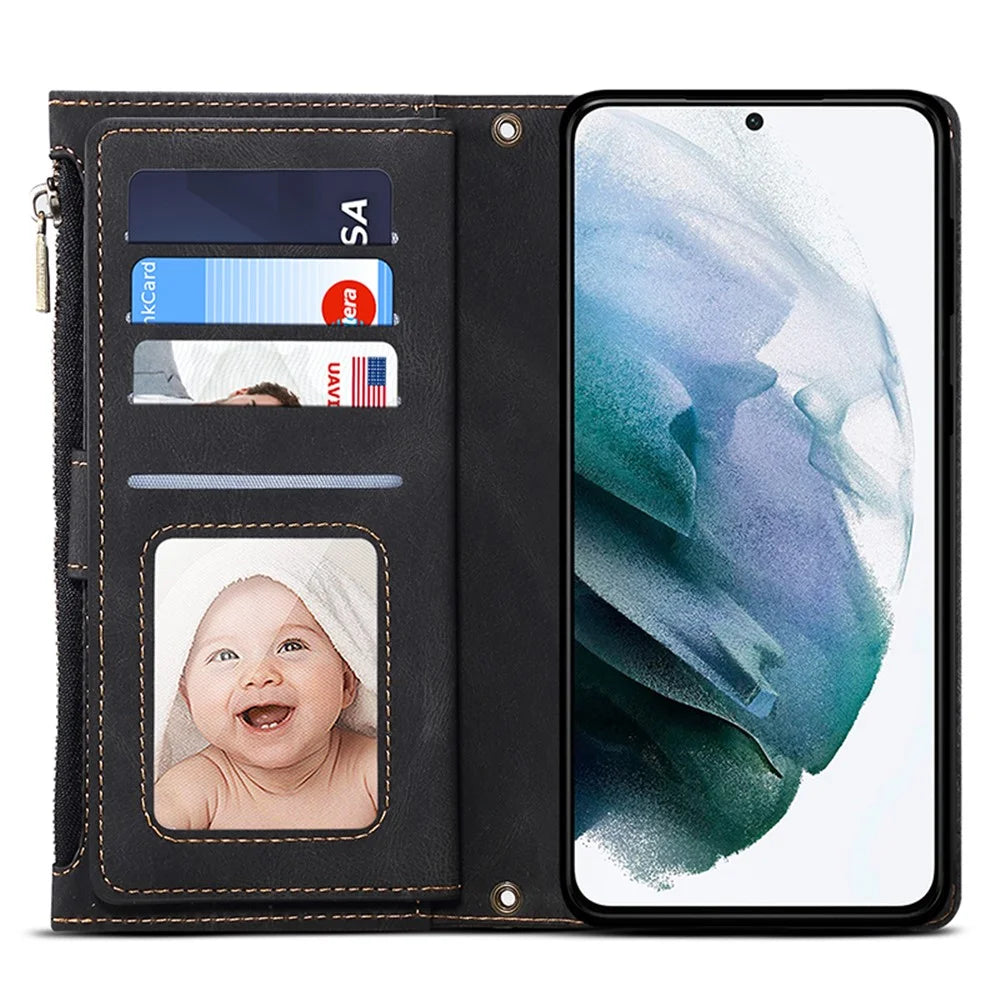 ESEBLE Star Series For Samsung Galaxy S24+ Case Zipper Pocket Wallet Leather Phone Cover - Black - 2