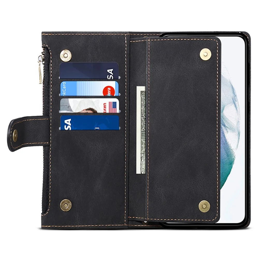 ESEBLE Star Series For Samsung Galaxy S24+ Case Zipper Pocket Wallet Leather Phone Cover - Black - 4