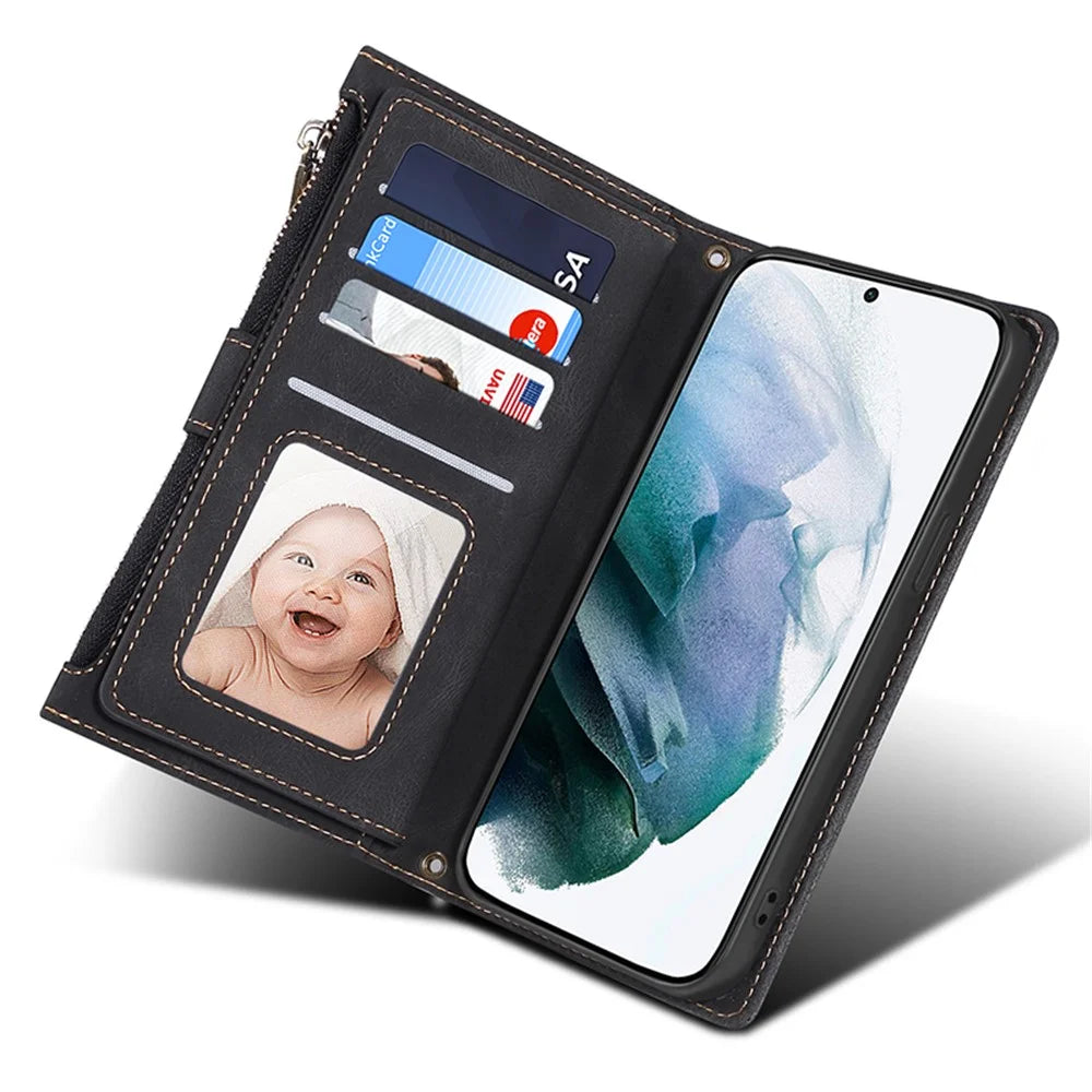 ESEBLE Star Series For Samsung Galaxy S24+ Case Zipper Pocket Wallet Leather Phone Cover - Black - 7