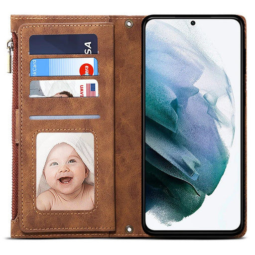 ESEBLE Star Series For Samsung Galaxy S24 Case RFID Blocking Leather Wallet Phone Cover - Brown - 2