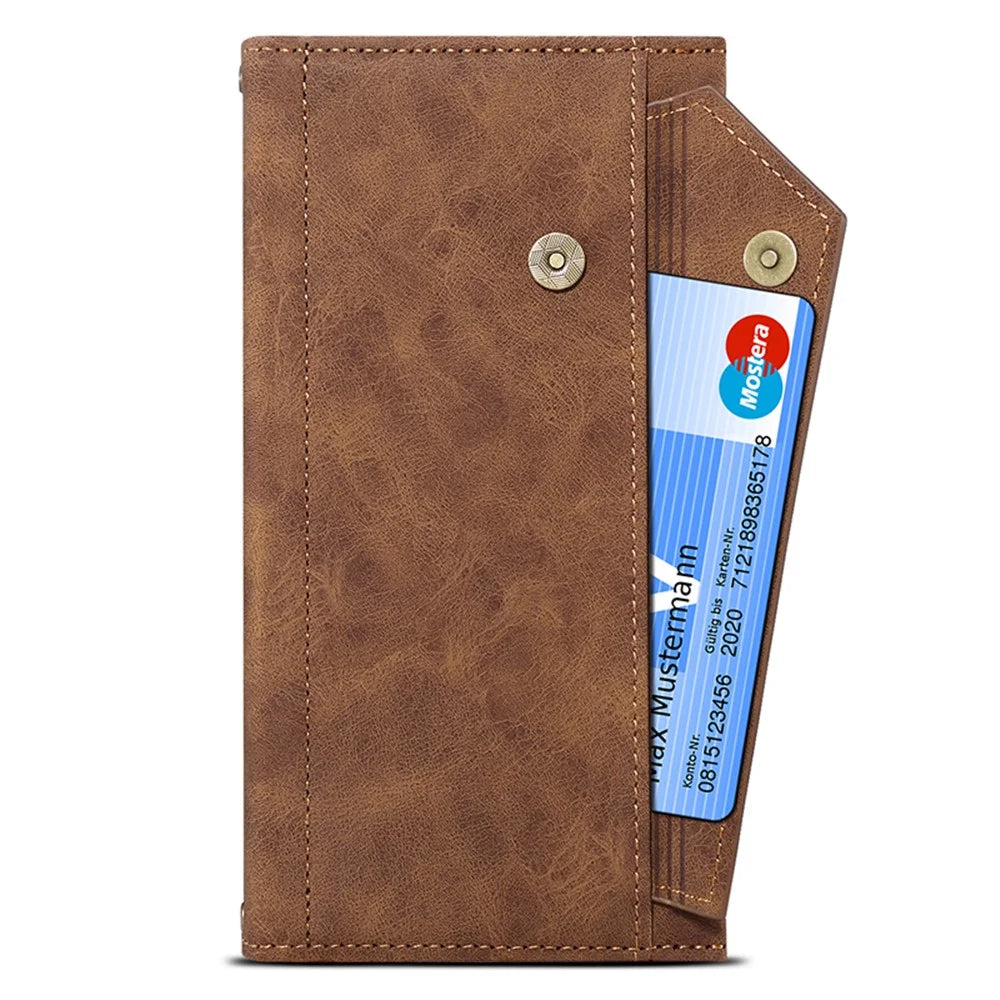 ESEBLE Star Series For Samsung Galaxy S24 Case RFID Blocking Leather Wallet Phone Cover - Brown - 6