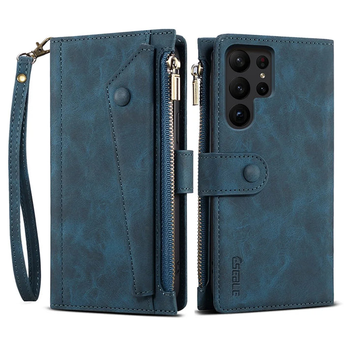 ESEBLE Star Series For Samsung Galaxy S24 Ultra Case Anti-drop Wallet Leather Phone Cover - Blue - 1