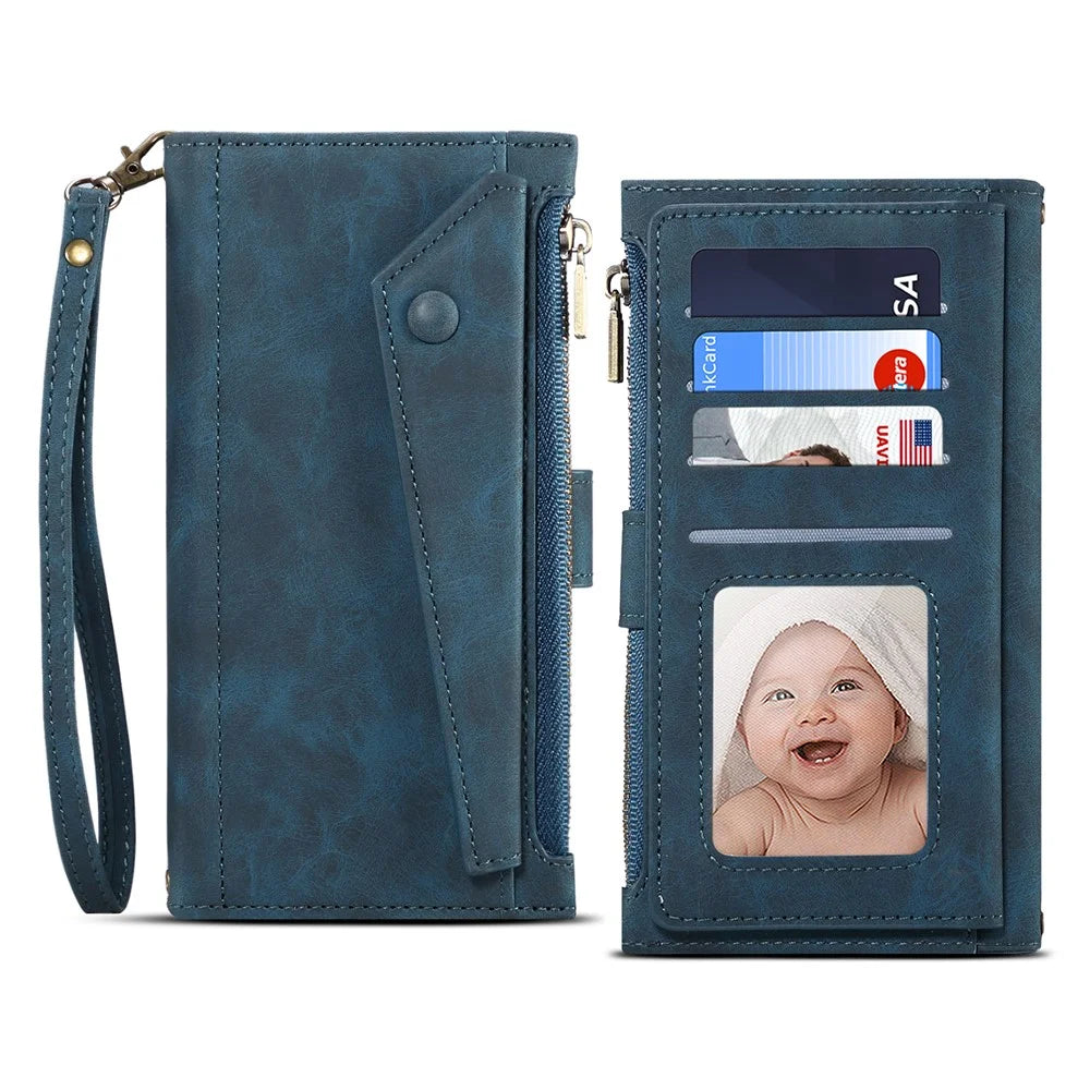 ESEBLE Star Series For Samsung Galaxy S24 Ultra Case Anti-drop Wallet Leather Phone Cover - Blue - 5