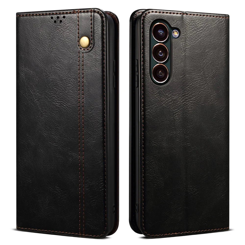 For Samsung Galaxy S24+ Cell Phone Case PU Leather Cover Stand Phone Shell Wallet - Black - 1