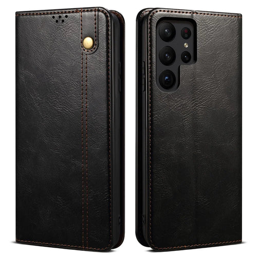 For Samsung Galaxy S24 Ultra Case Shockproof PU Leather Wallet Stand Cell Phone Cover - Black - 1