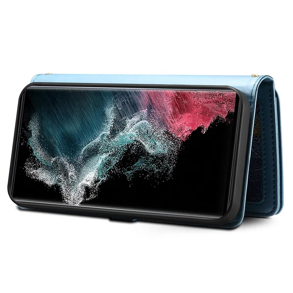 ESEBLE For Samsung Galaxy S24 Ultra Cover RFID Blocking Leather Phone Stand Case - Blue - 3