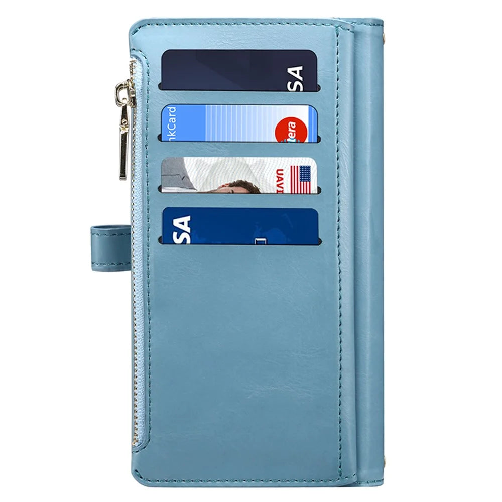 ESEBLE For Samsung Galaxy S24 Ultra Cover RFID Blocking Leather Phone Stand Case - Blue - 5