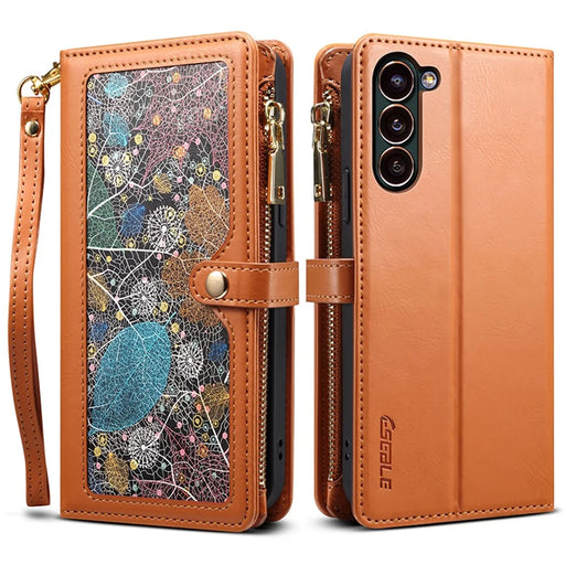 ESEBLE For Samsung Galaxy S24+ Case RFID Blocking Wallet Cellphone Leather Cover - Brown - 1