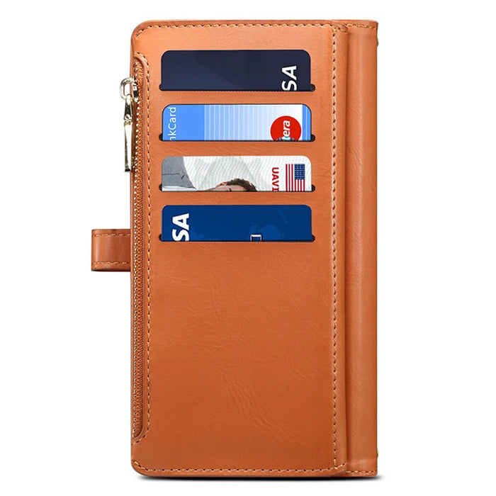 ESEBLE For Samsung Galaxy S24+ Case RFID Blocking Wallet Cellphone Leather Cover - Brown - 7