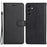 For Samsung Galaxy A05s 4G Case Solid Color Leather Mobile Cover Wallet Stand with Strap - Black - 1