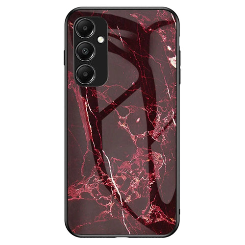 For Samsung Galaxy A05s 4G Cover Marble Pattern Phone Case Tempered Glass+PC+TPU Shell - Blood Red Marble - 1
