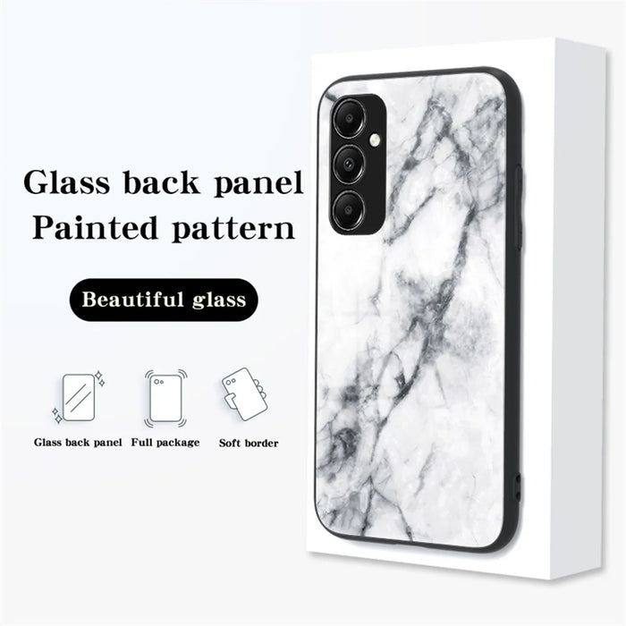 For Samsung Galaxy A05s 4G Cover Marble Pattern Phone Case Tempered Glass+PC+TPU Shell - Blood Red Marble - 7