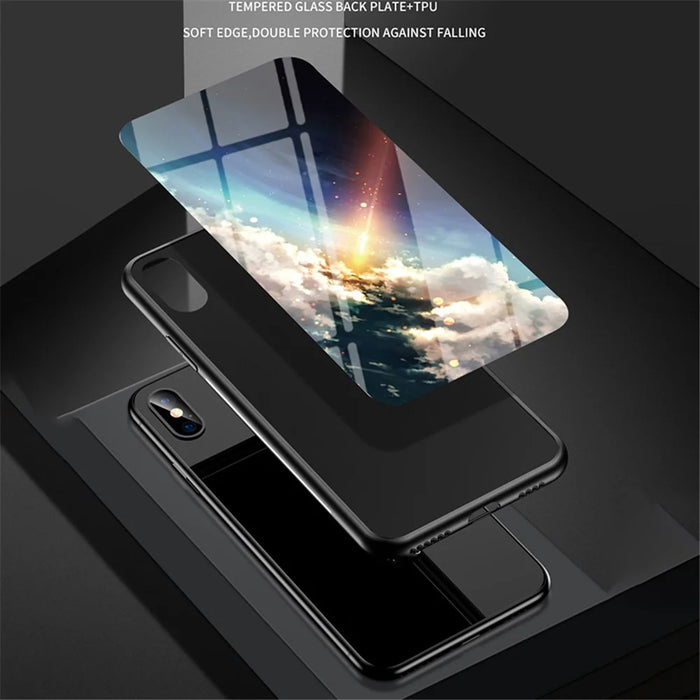 For Samsung Galaxy A15 4G Cover Starry Sky Pattern Tempered Glass+PC+TPU Phone Case - Color Starry Sky - 3