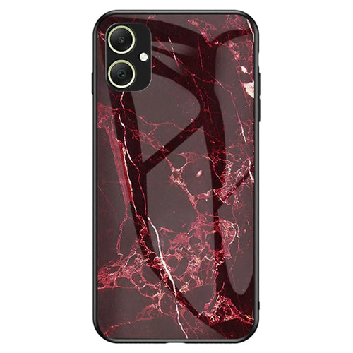 For Samsung Galaxy A05 4G Cover Marble Pattern Tempered Glass+PC+TPU Anti-scratch Shell - Blood Red Marble - 1