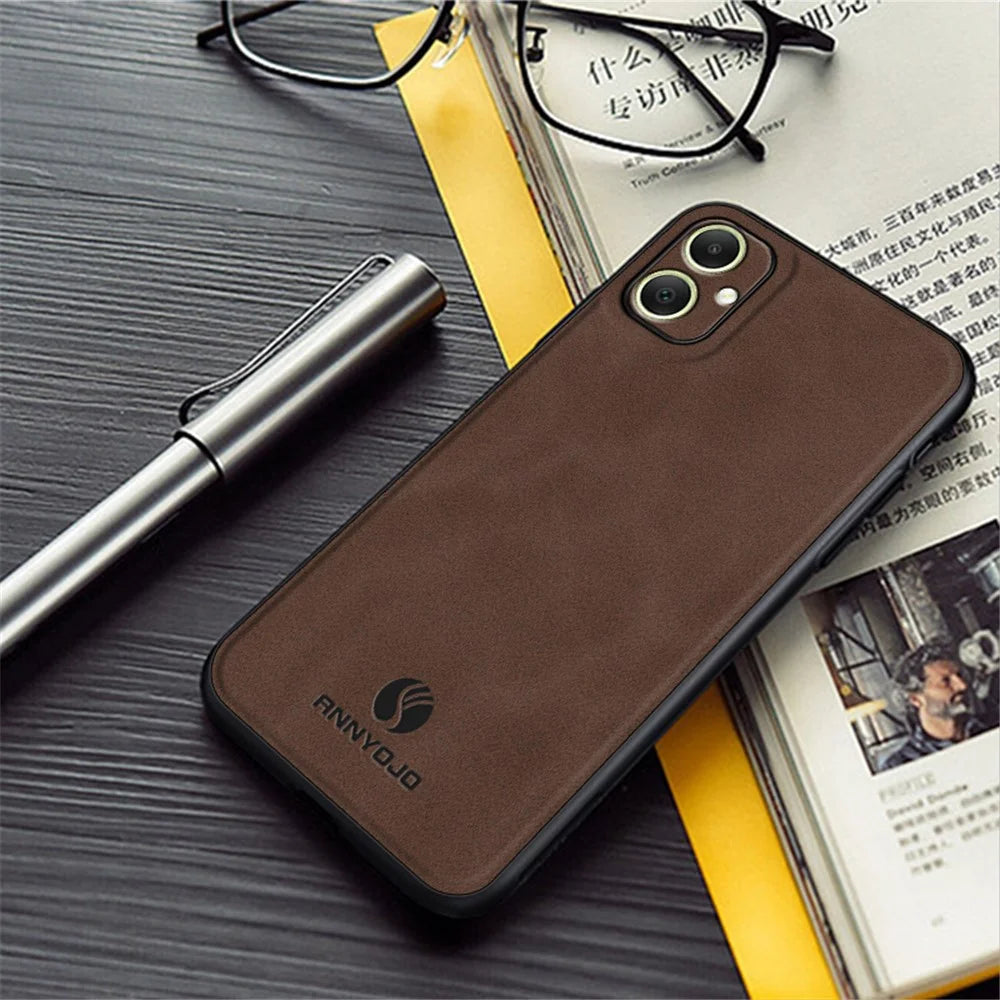 ANNYOJO For Samsung Galaxy A05 4G Case PU Leather+PC+TPU Mobile Phone Back Cover - Wine Red - 3