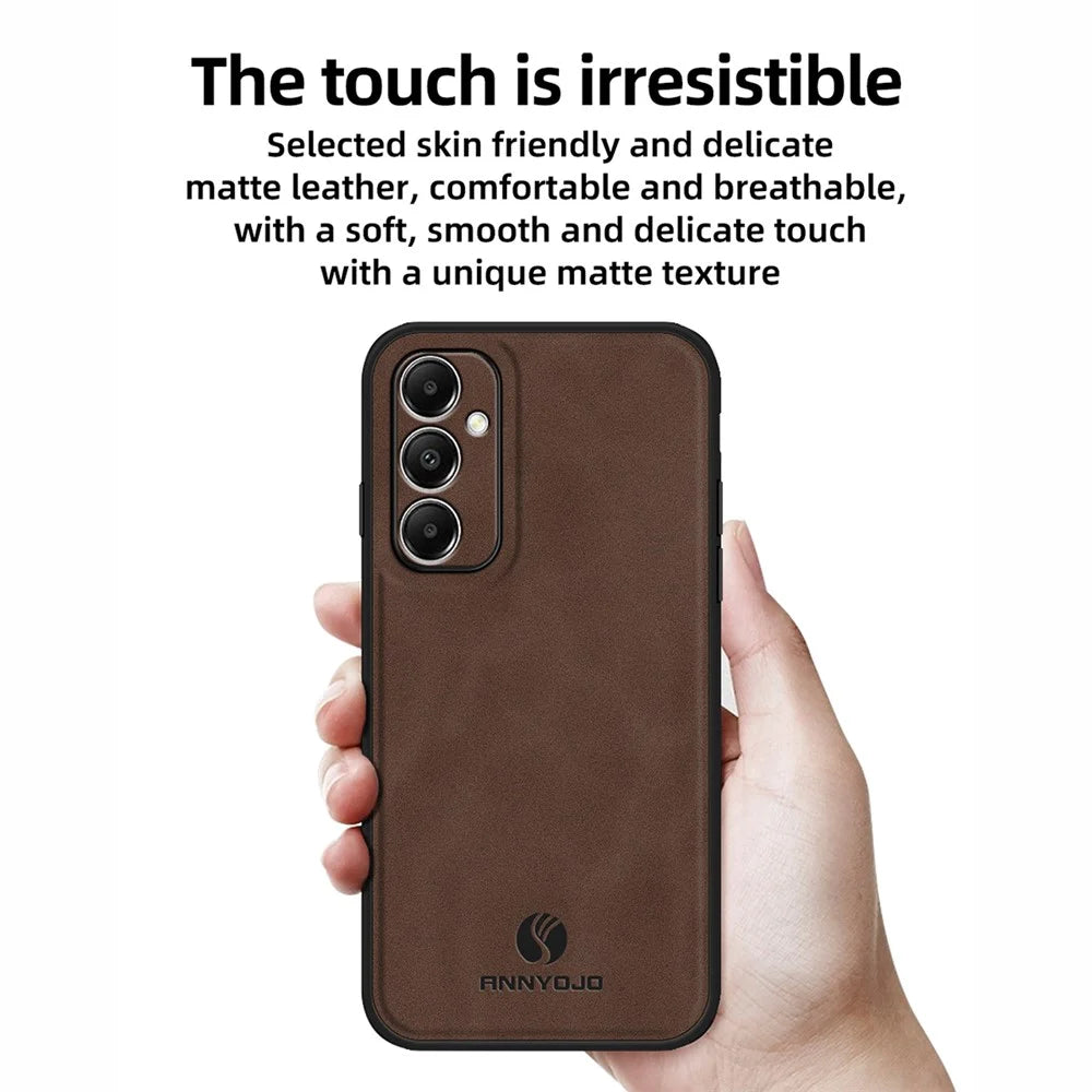 ANNYOJO For Samsung Galaxy A05s 4G Case PU Leather+PC+TPU Shockproof Back Cover - Coffee - 2