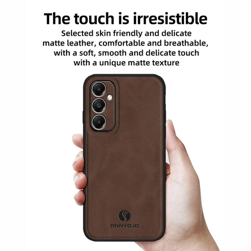 ANNYOJO For Samsung Galaxy A05s 4G Case PU Leather+PC+TPU Shockproof Back Cover - Coffee - 2