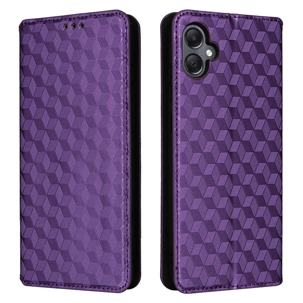 For Samsung Galaxy A05 4G Case Magnetic Closing PU Leather Stand Cover - Purple - 1