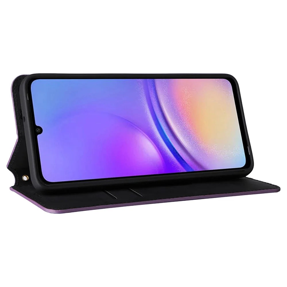 For Samsung Galaxy A05 4G Case Magnetic Closing PU Leather Stand Cover - Purple - 3