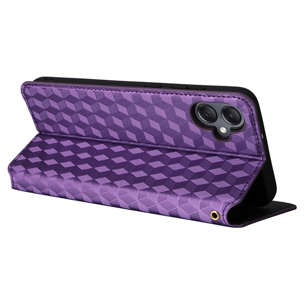 For Samsung Galaxy A05 4G Case Magnetic Closing PU Leather Stand Cover - Purple - 4