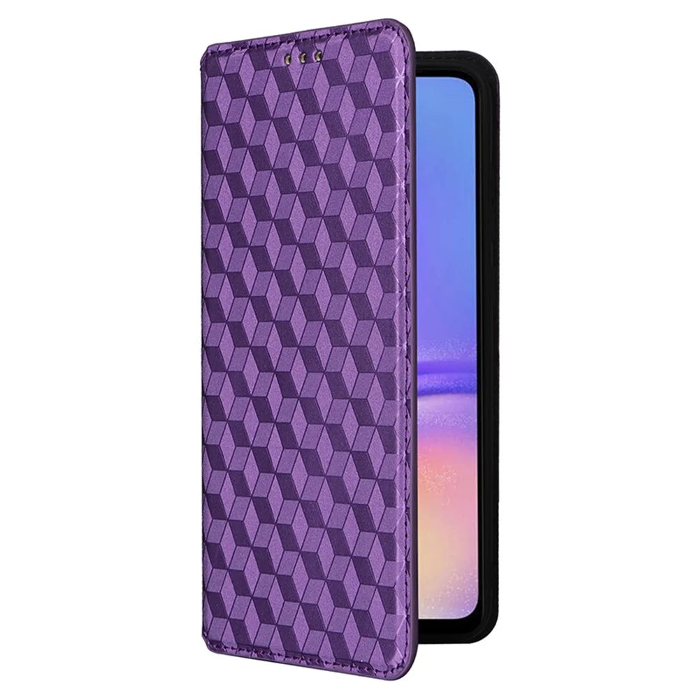 For Samsung Galaxy A05 4G Case Magnetic Closing PU Leather Stand Cover - Purple - 5