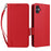 For Samsung Galaxy A05 4G Case Litchi Texture Cell Phone Leather Cover with Strap - Red - 1