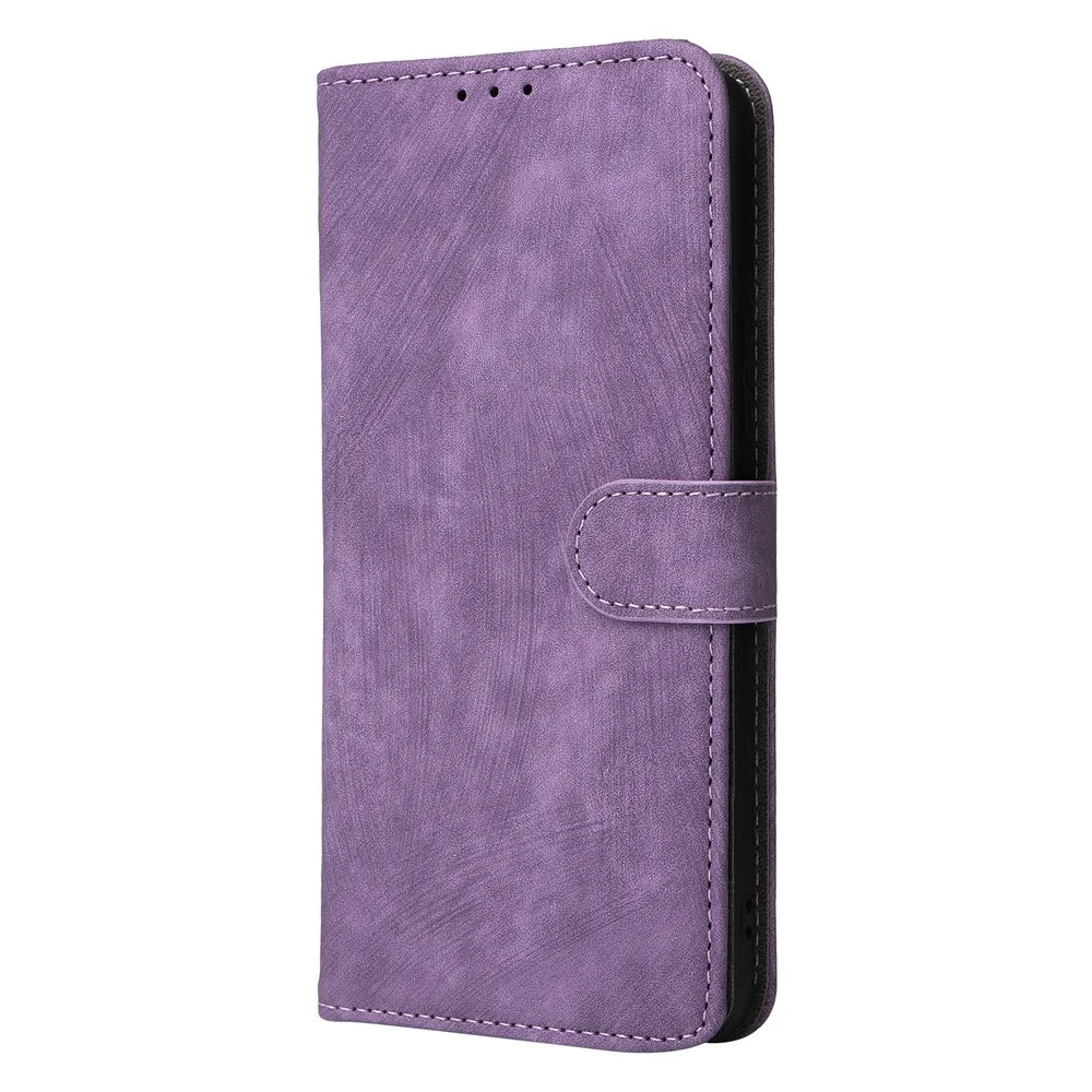 For vivo Y17s 4G / Y28 5G / Y33t (2023) V2317A Case Bump Proof RFID Blocking Phone Cover with Strap - Purple - 5